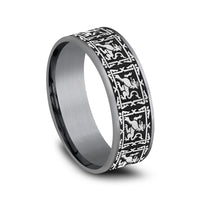 The Guardian Men's Wedding Band in Grey Tantalum and Grey/Black Titanium - 7.5mm Width by Tantalum