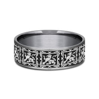 The Guardian Men's Wedding Band in Grey Tantalum and Grey/Black Titanium - 7.5mm Width by Tantalum