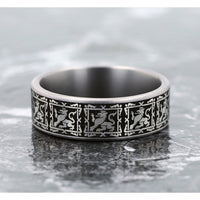 The Guardian Men's Wedding Band in Grey Tantalum and Grey/Black Titanium - 7.5mm Width by Tantalum