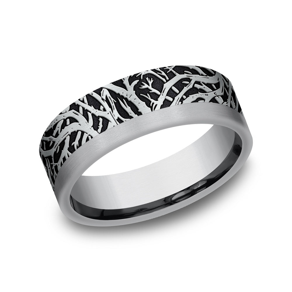 The Gunnison Men's Wedding Band in 14K White Gold and Grey Tantalum - 7mm Width by Ammara Stone