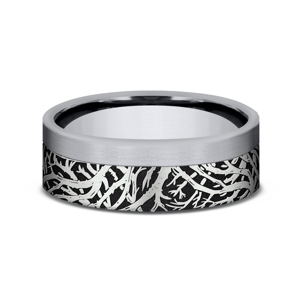 The Gunnison Men's Wedding Band in 14K White Gold and Grey Tantalum - 7mm Width by Ammara Stone