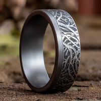 The Gunnison Men's Wedding Band in 14K White Gold and Grey Tantalum - 7mm Width by Ammara Stone