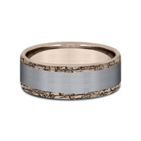 The Hadrian Men's Wedding Band in 14K Rose Gold and Grey Tantalum - 8mm Width by Ammara Stone