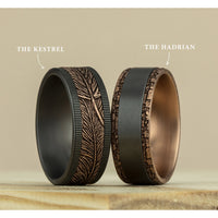 The Hadrian Men's Wedding Band in 14K Rose Gold and Grey Tantalum - 8mm Width by Ammara Stone