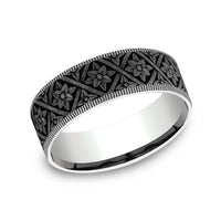 The Hagia Sophia Men's Wedding Band in 14K White Gold and Grey Tantalum - 7.5mm Width by Ammara Stone