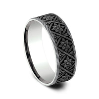 The Hagia Sophia Men's Wedding Band in 14K White Gold and Grey Tantalum - 7.5mm Width by Ammara Stone