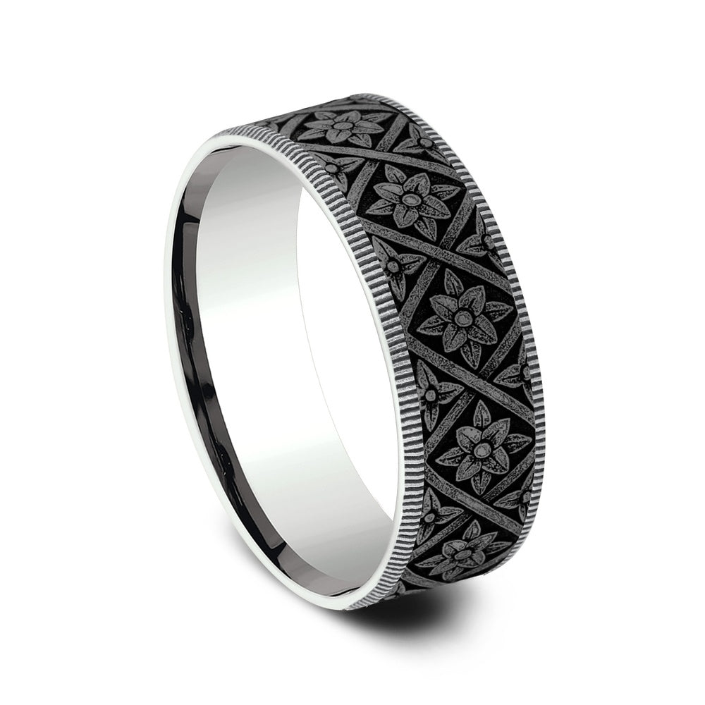 The Hagia Sophia Men's Wedding Band in 14K White Gold and Grey Tantalum - 7.5mm Width by Ammara Stone