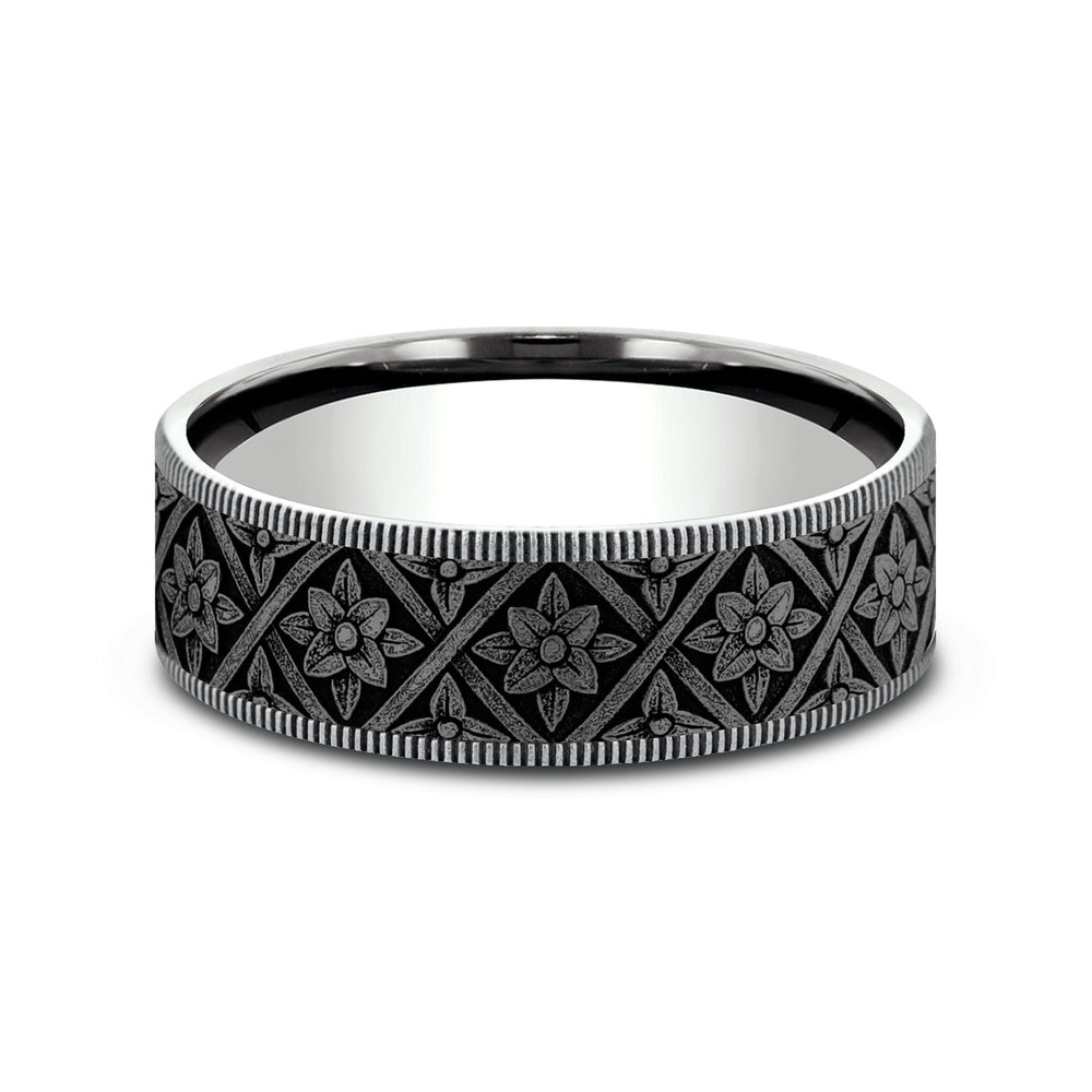 The Hagia Sophia Men's Wedding Band in 14K White Gold and Grey Tantalum - 7.5mm Width by Ammara Stone