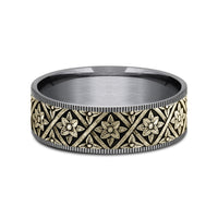The Hagia Sophia Men's Wedding Band in Grey Tantalum and 14K Yellow Gold - 7.5mm Width by Ammara Stone