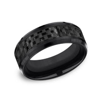 The Hamilton Men's Wedding Band in Black Titanium and Black Carbon Fiber - 8mm Width by Forge