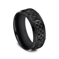 The Hamilton Men's Wedding Band in Black Titanium and Black Carbon Fiber - 8mm Width by Forge