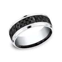 The Hamilton Men's Wedding Band in White Cobalt and Black Carbon Fiber - 8mm Width by Forge
