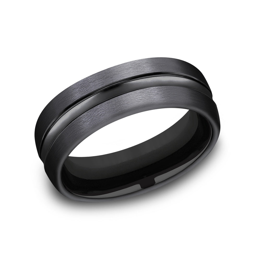 The Harrison Men's Wedding Band in Black Titanium - 7.5mm Width by Forge