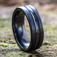 The Harrison Men's Wedding Band in Black Titanium - 7.5mm Width by Forge