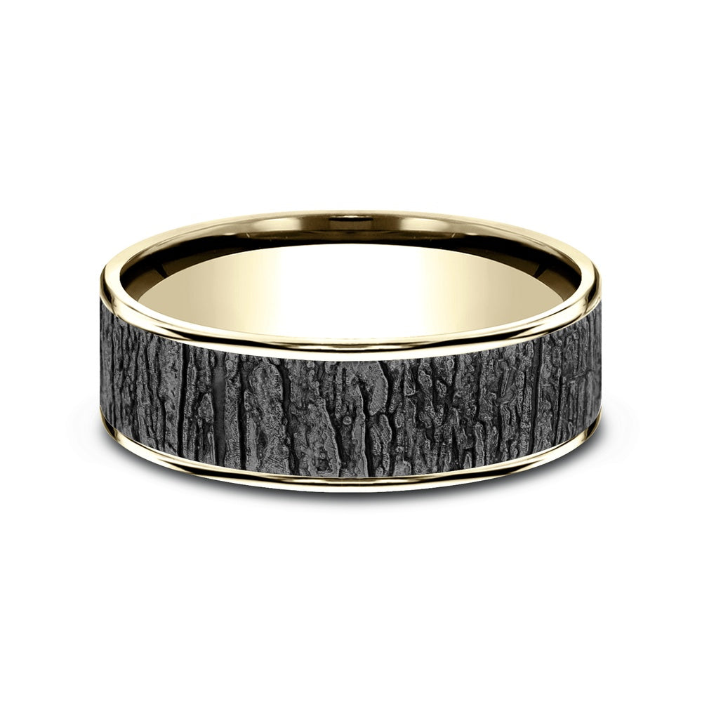 The Hazel Men's Wedding Band in 14K Yellow Gold and Grey Tantalum - 7.5mm Width by Brook and Branch