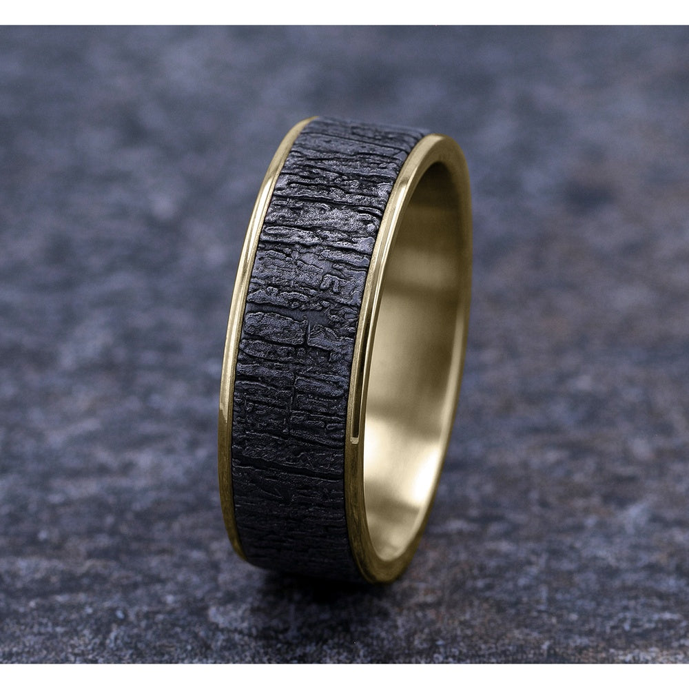 The Hazel Men's Wedding Band in 14K Yellow Gold and Grey Tantalum - 7.5mm Width by Brook and Branch