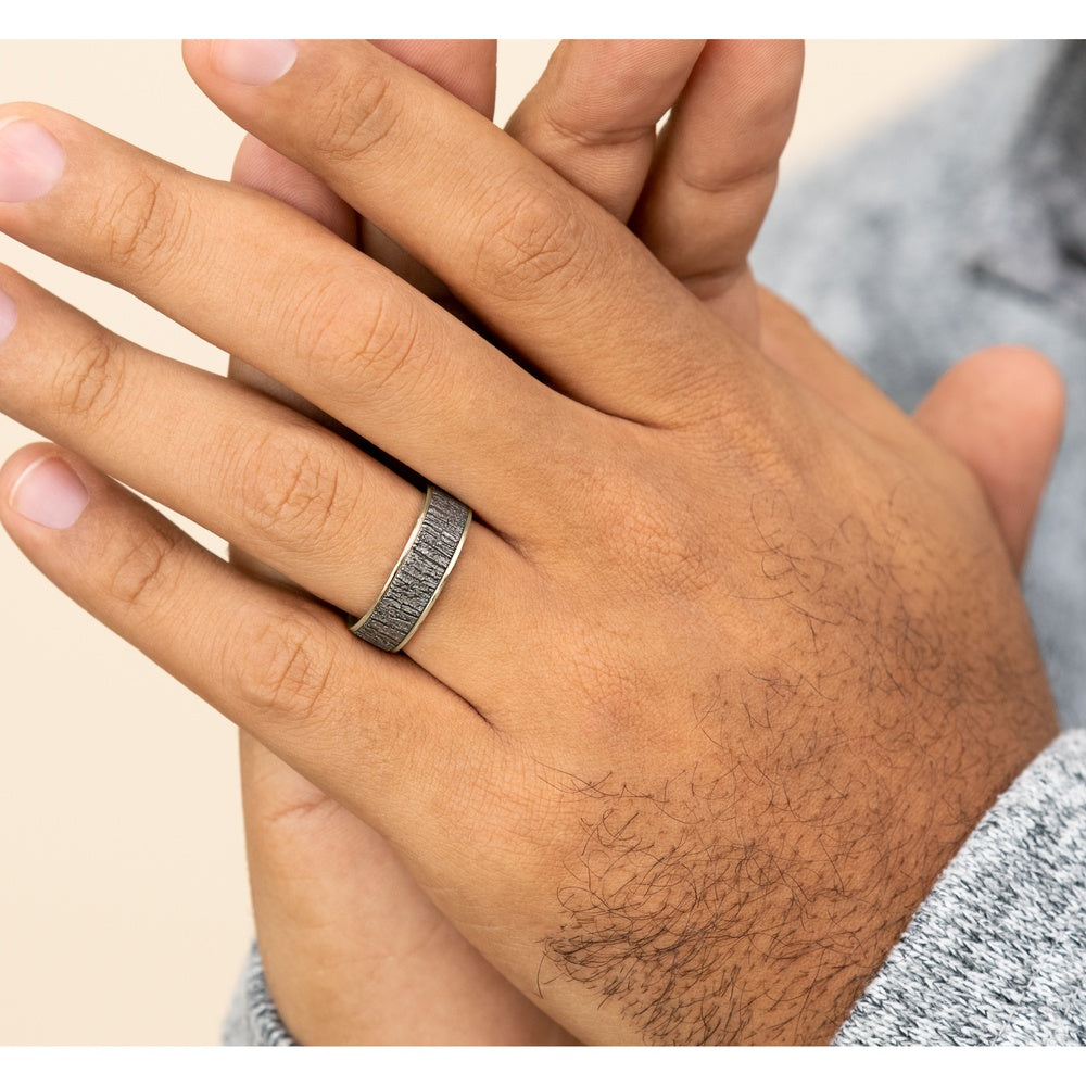 The Hazel Men's Wedding Band in 14K Yellow Gold and Grey Tantalum - 7.5mm Width by Brook and Branch