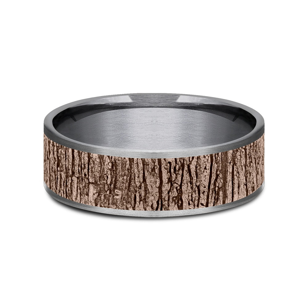 The Hazel Men's Wedding Band in Grey Tantalum and 14K Rose Gold - 7.5mm Width by Brook and Branch