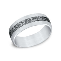 The Heir Men's Wedding Band in 14K White Gold and Grey Tantalum - 7.5mm Width by Ammara Stone