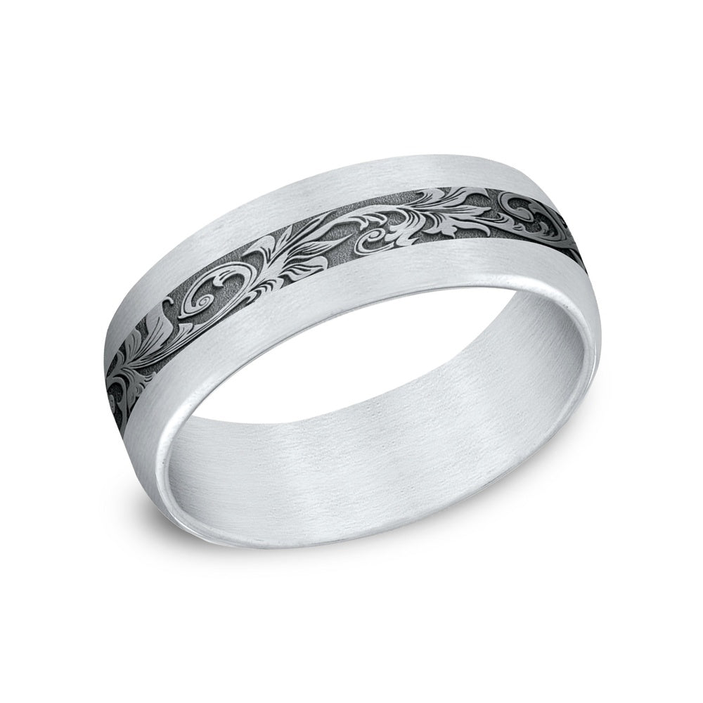The Heir Men's Wedding Band in 14K White Gold and Grey Tantalum - 7.5mm Width by Ammara Stone