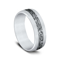 The Heir Men's Wedding Band in 14K White Gold and Grey Tantalum - 7.5mm Width by Ammara Stone
