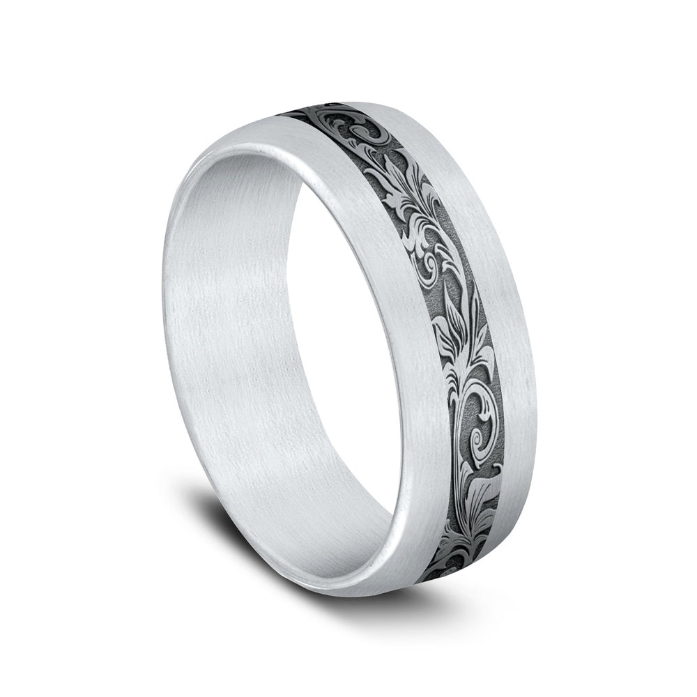 The Heir Men's Wedding Band in 14K White Gold and Grey Tantalum - 7.5mm Width by Ammara Stone