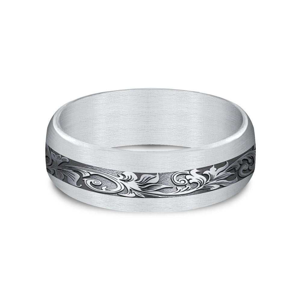 The Heir Men's Wedding Band in 14K White Gold and Grey Tantalum - 7.5mm Width by Ammara Stone