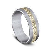 The Heir Men's Wedding Band in Grey Tantalum and 14K Yellow Gold - 7.5mm Width by Ammara Stone