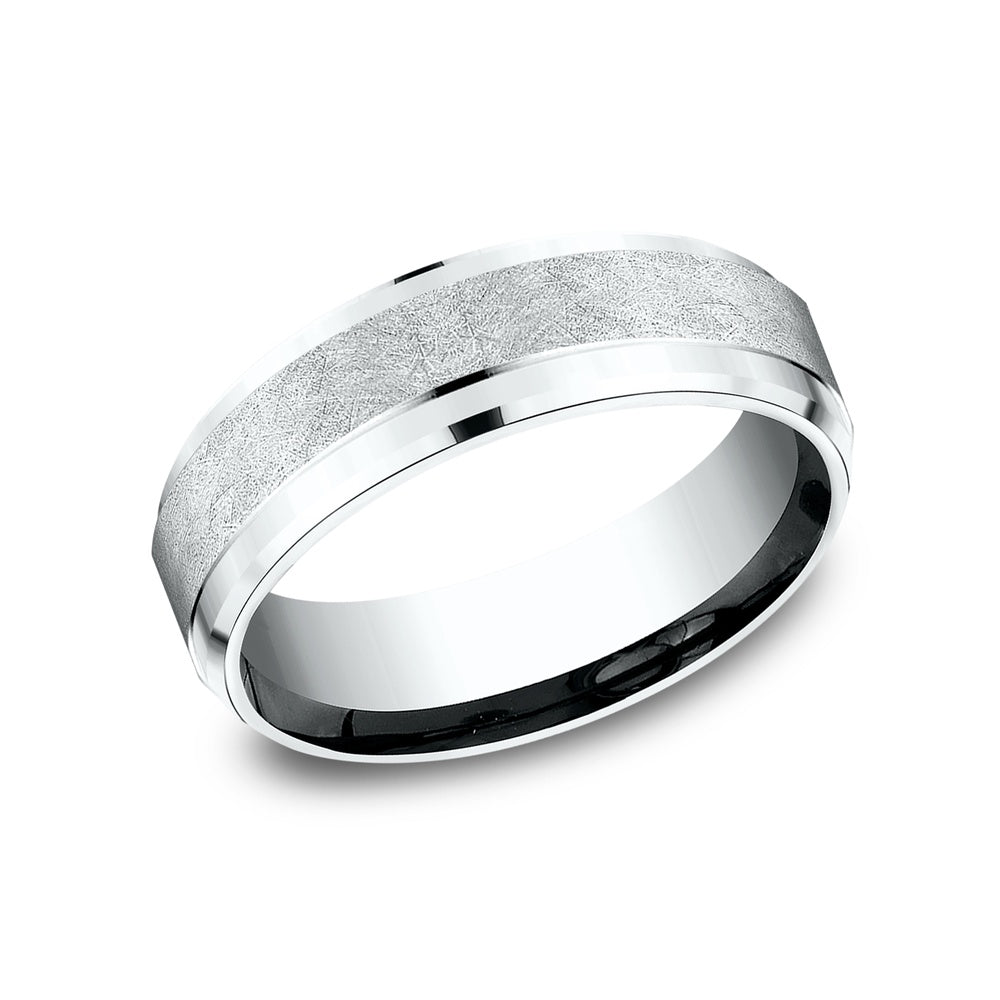 The Helix Men's Wedding Band in 14K White Gold - 6.5mm by Benchmark