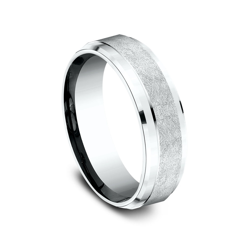 The Helix Men's Wedding Band in 14K White Gold - 6.5mm by Benchmark