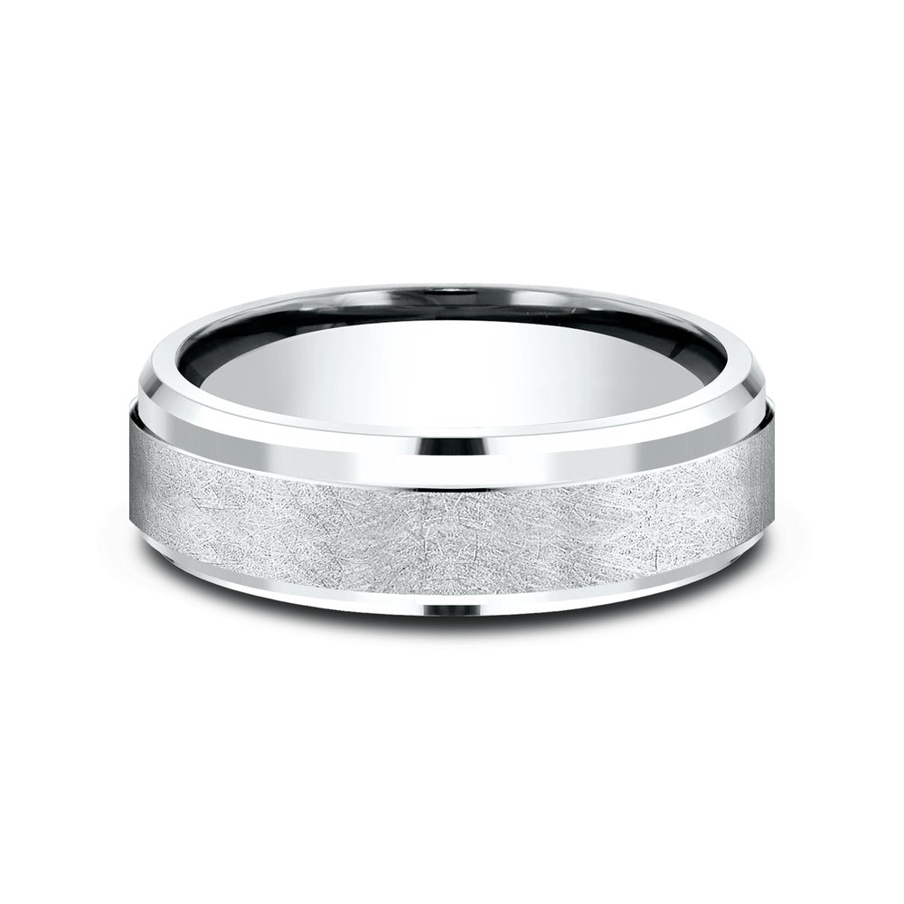 The Helix Men's Wedding Band in 14K White Gold - 6.5mm by Benchmark