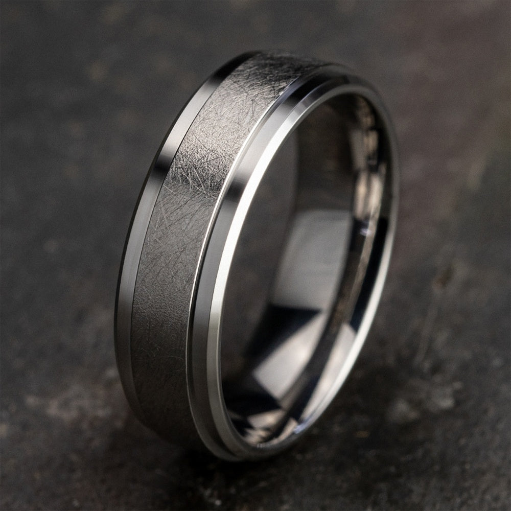The Helix Men's Wedding Band in 14K White Gold - 6.5mm by Benchmark