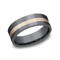The Hero Men's Wedding Band in Tantalum and 14K Rose Gold - 7mm by Ammara Stone