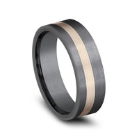The Hero Men's Wedding Band in Tantalum and 14K Rose Gold - 7mm by Ammara Stone