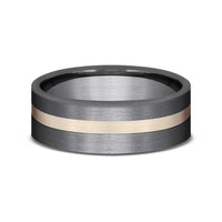 The Hero Men's Wedding Band in Tantalum and 14K Rose Gold - 7mm by Ammara Stone