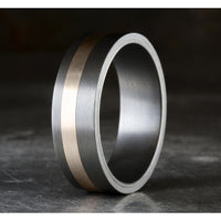The Hero Men's Wedding Band in Tantalum and 14K Rose Gold - 7mm by Ammara Stone