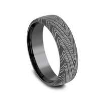 The Herringbone Men's Wedding Band in Darkened Tantalum - 6.5mm Width by Tantalum