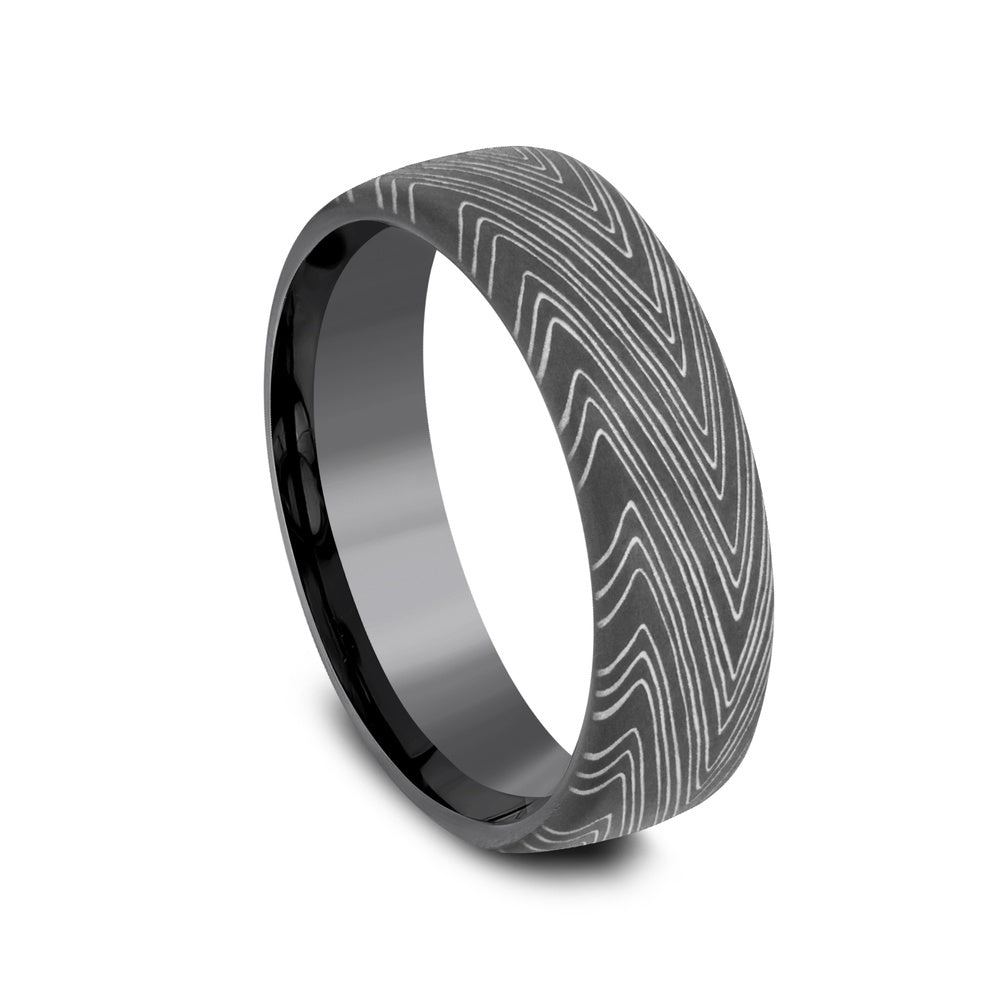 The Herringbone Men's Wedding Band in Darkened Tantalum - 6.5mm Width by Tantalum