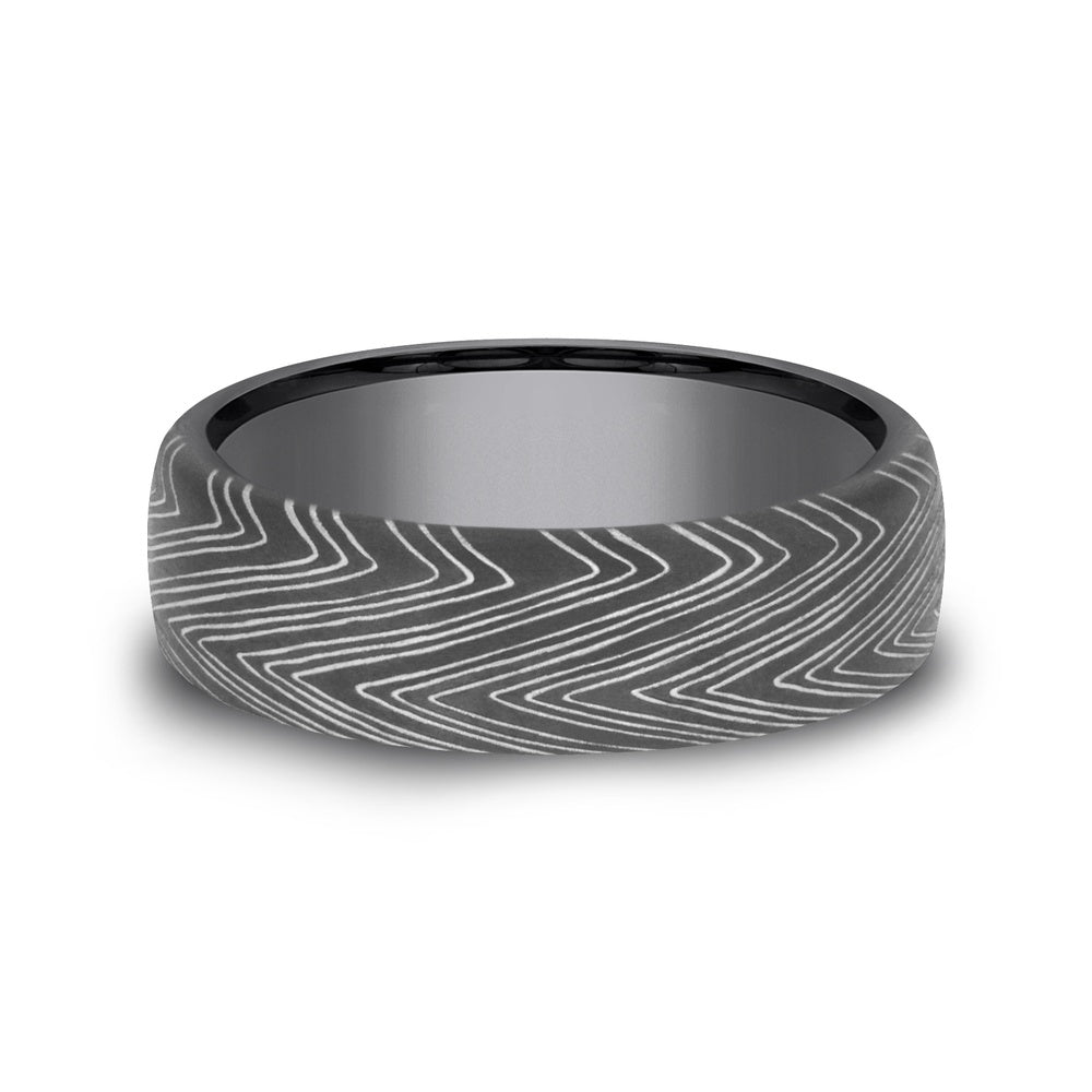 The Herringbone Men's Wedding Band in Darkened Tantalum - 6.5mm Width by Tantalum