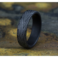 The Herringbone Men's Wedding Band in Darkened Tantalum - 6.5mm Width by Tantalum