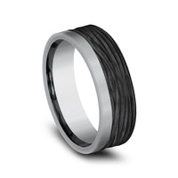 The Hickory Men's Wedding Band in Grey Tantalum and Black Titanium - 7mm Width by Tantalum