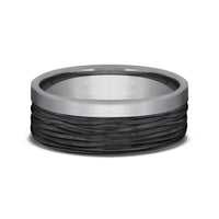 The Hickory Men's Wedding Band in Grey Tantalum and Black Titanium - 7mm Width by Tantalum
