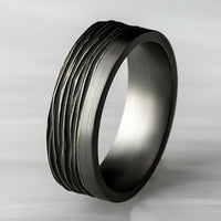 The Hickory Men's Wedding Band in Grey Tantalum and Black Titanium - 7mm Width by Tantalum