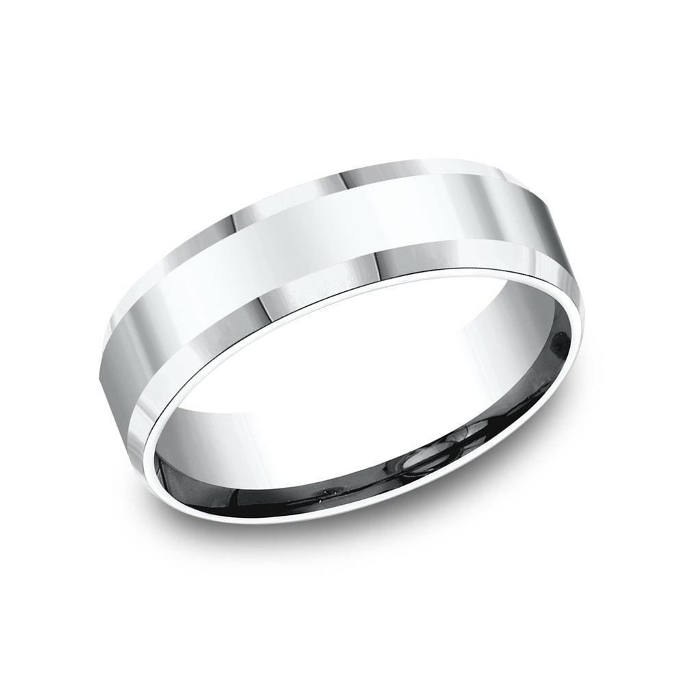 The Highland Men's Wedding Band in 14K White Gold - 6mm Width by Benchmark