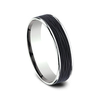 The Hollow Men's Wedding Band in 14K White Gold and Forged Carbon Fiber - 5.5mm Width by Ammara Stone