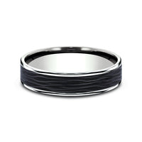 The Hollow Men's Wedding Band in 14K White Gold and Forged Carbon Fiber - 5.5mm Width by Ammara Stone