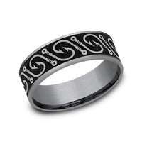 The Hook Men's Wedding Band in Grey Tantalum and Grey/Black Titanium - 7.5mm Width by Brook and Branch