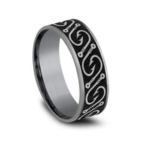 The Hook Men's Wedding Band in Grey Tantalum and Grey/Black Titanium - 7.5mm Width by Brook and Branch