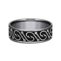 The Hook Men's Wedding Band in Grey Tantalum and Grey/Black Titanium - 7.5mm Width by Brook and Branch
