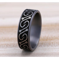 The Hook Men's Wedding Band in Grey Tantalum and Grey/Black Titanium - 7.5mm Width by Brook and Branch